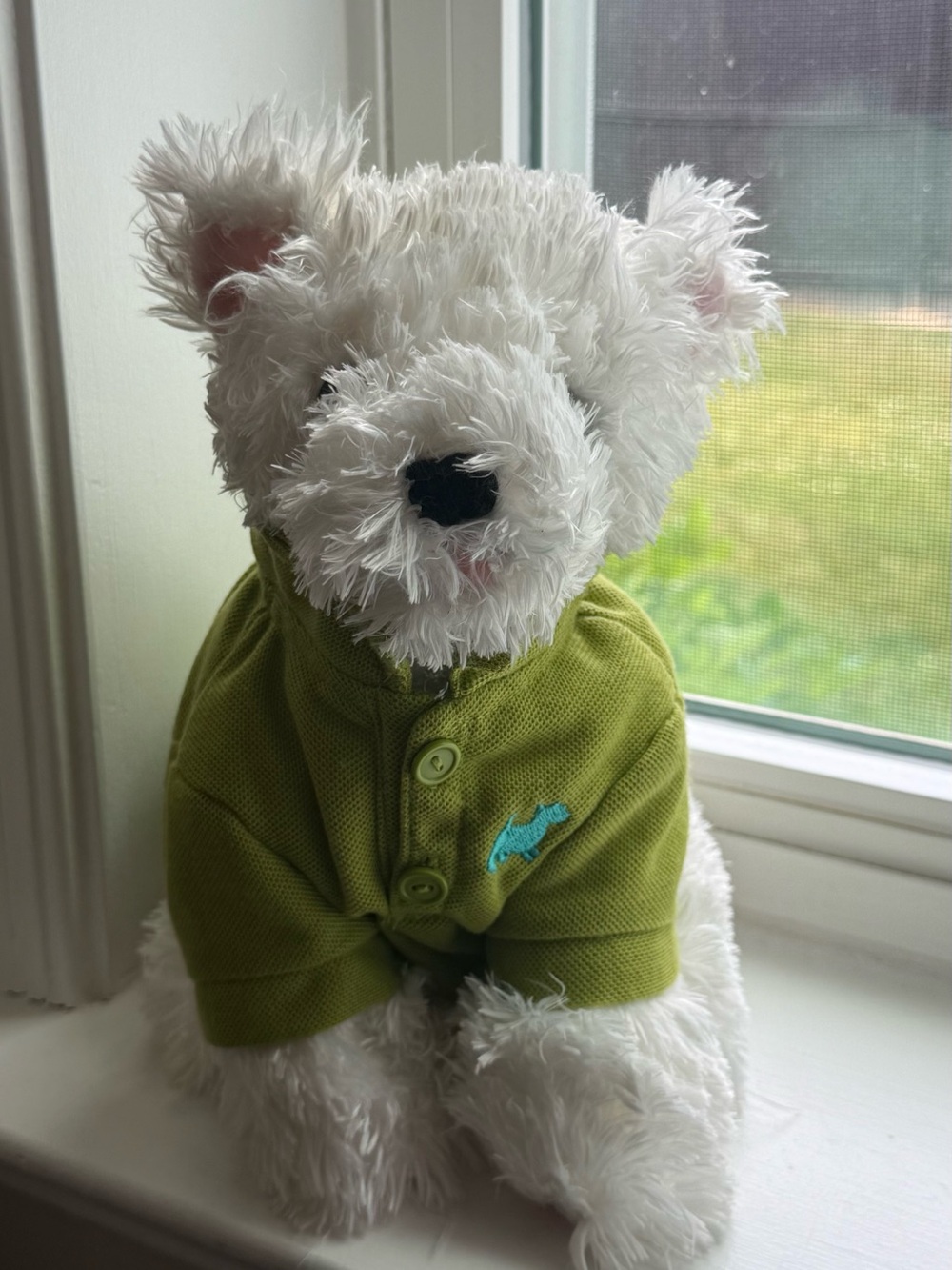 Bath & Body Works Dog Plush Chip Westie Green Polo Shirt